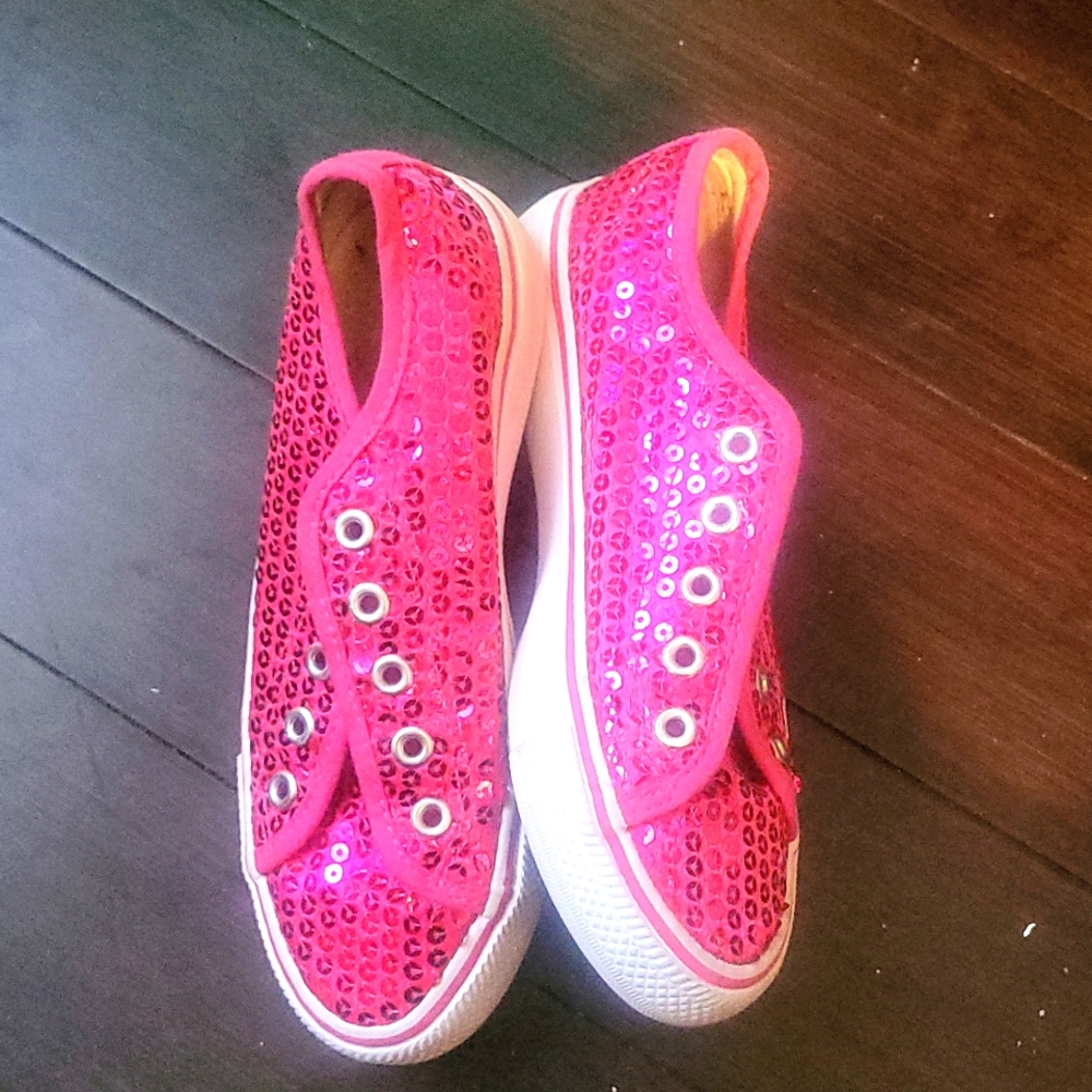 Girls pink size 2 sequined sneakers